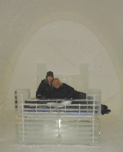 on an ice bed
